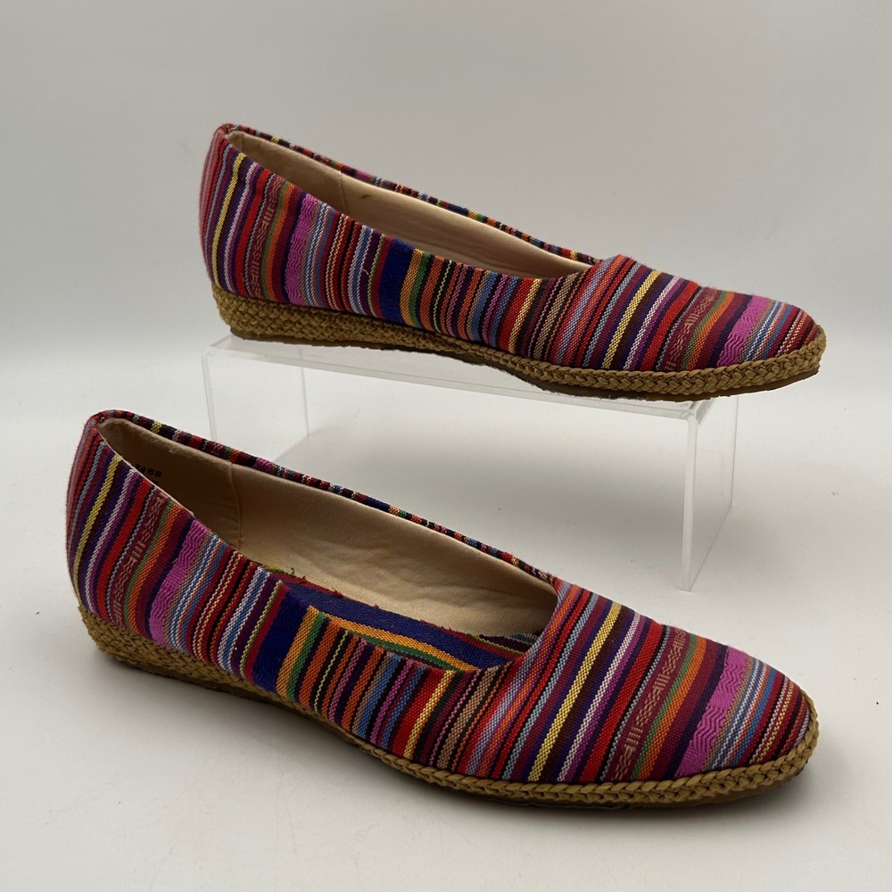 Marino Espadrille Flats Womens 7.5 SS Multi Color Striped Boho Summer Shoes
